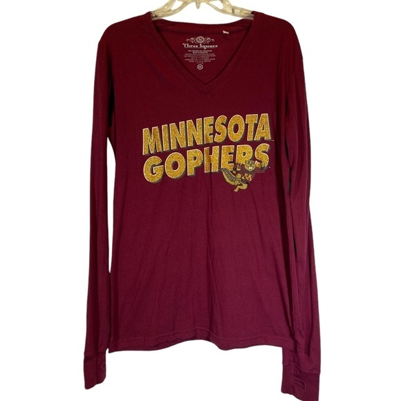 Three Square Minnesota Gophers maroon long sleeve v neck tee women's size XXL - Picture 1 of 7